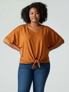 H&M Linen-Blend Top in Mustard Yellow Oversized